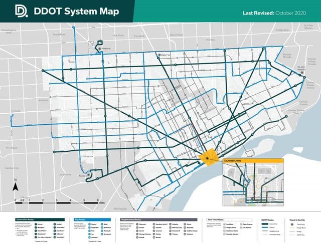 Mapa dworca autobusowego w Detroit