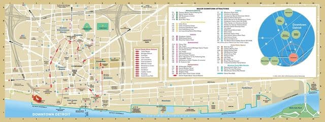 Mapa zwiedzania Detroit
