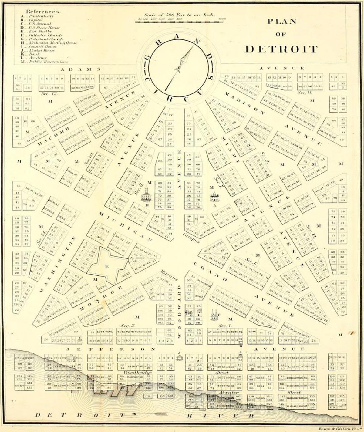 Mapa historyczna Detroit