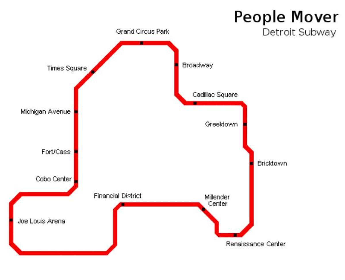 Mapa stacji metra w Detroit