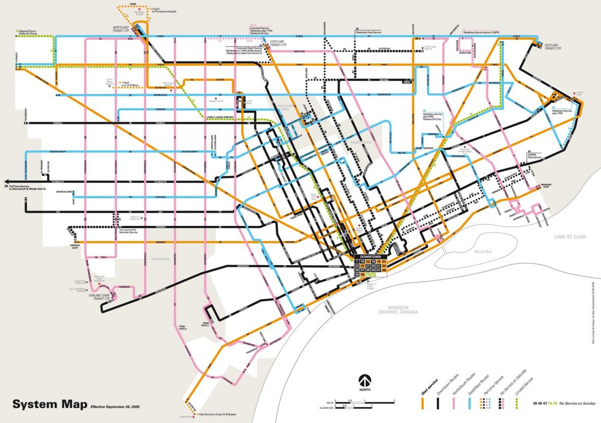 Mapa transportowa Detroit