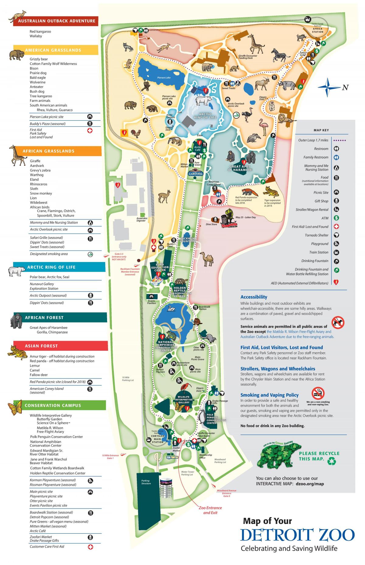 Detroit zoo park mapa